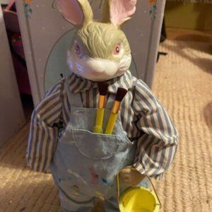 Russ Classical Collection Fabric Mache Easter Egg Painting Easter Bunny Rabbit